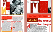 Modern Mom magazine layout and inside spread. About older generation being more active andhaving children